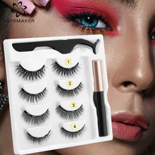 Carregar imagem no visualizador da galeria, Magnetic Eyelashes 3D Mink Eyelashes Magnetic Eyeliner Magnetic Lashes Short False Lashes Lasting Handmade Eyelash Makeup Tool
